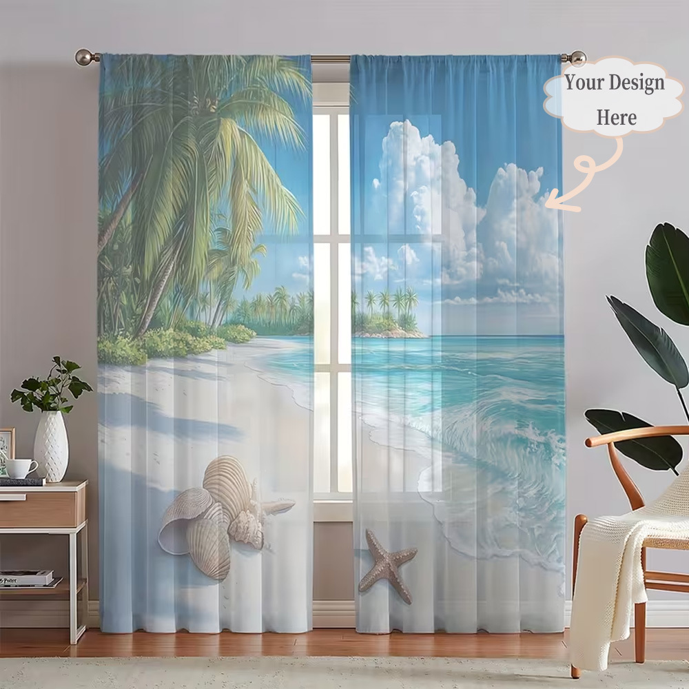 Home Textiles Design - Niestandardowe płaskie zasłony 2D, 2 sztuki,