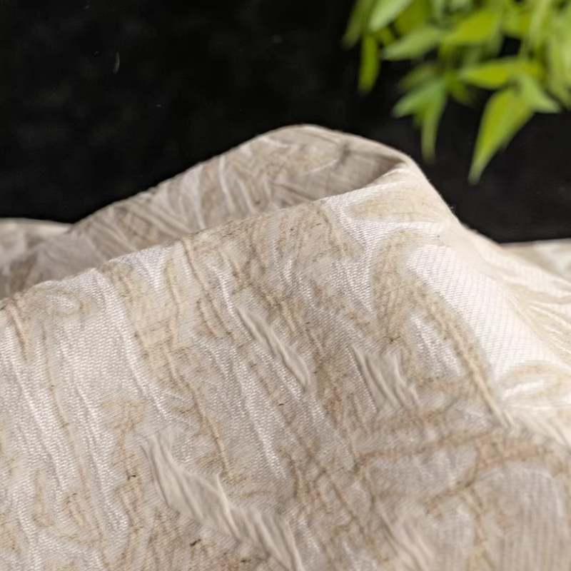 Beżowa lniana tkanina żakardow – Home Textiles Design recenzja i cena